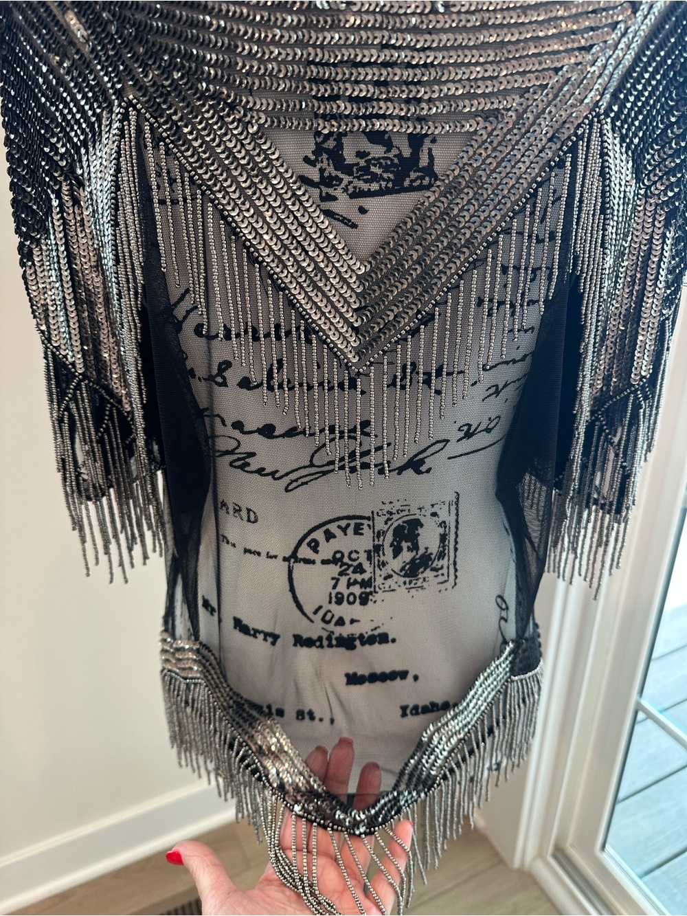 NWOT-VENUS Beaded Fringe Black & Siler size 8 fringe moves with you. - Picture 7 of 14